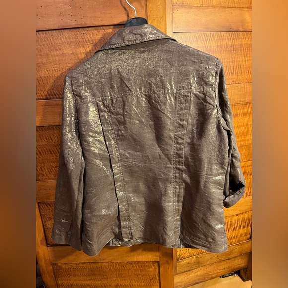 Bronze Metallic Linen Blazer | 12 Petite - Picture 13 of 16
